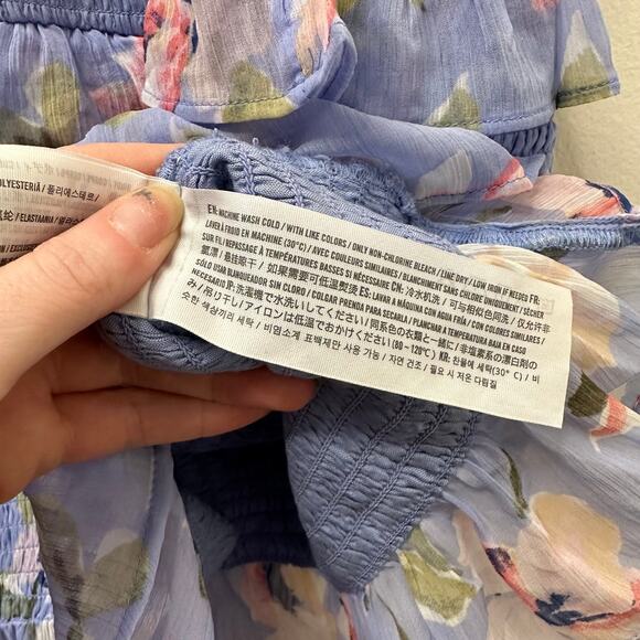 XL Abercrombie & Fitch Ruffle Bodycon Midi Dress Ruched Feminine Floral Coquette - Picture 6 of 9